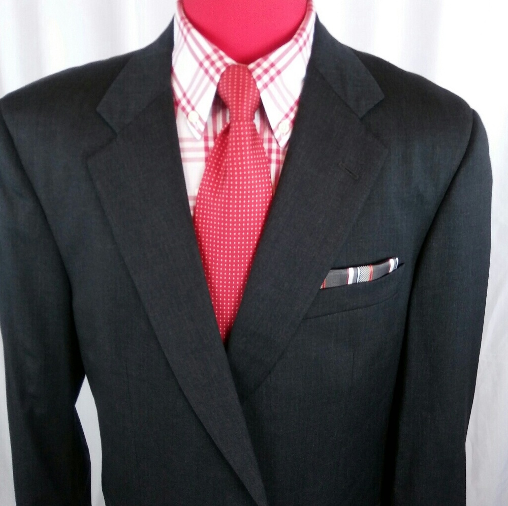 Brooks Brothers Suit 44L Charcoal 2 Btn S. Vent